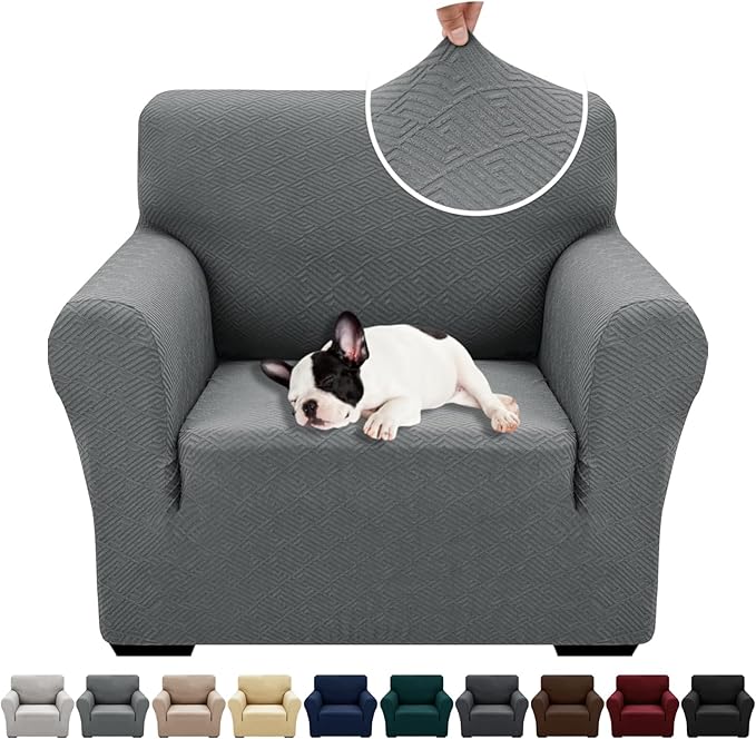 XINEAGE 2026 New Stretch Armchair Covers 1 Piece Chair Slipcovers Chair Protector for Living Room Thick Soft Chair Cover with Elastic Bottom Couch Cover for Pets Kids (31"-46", Light Gray)
