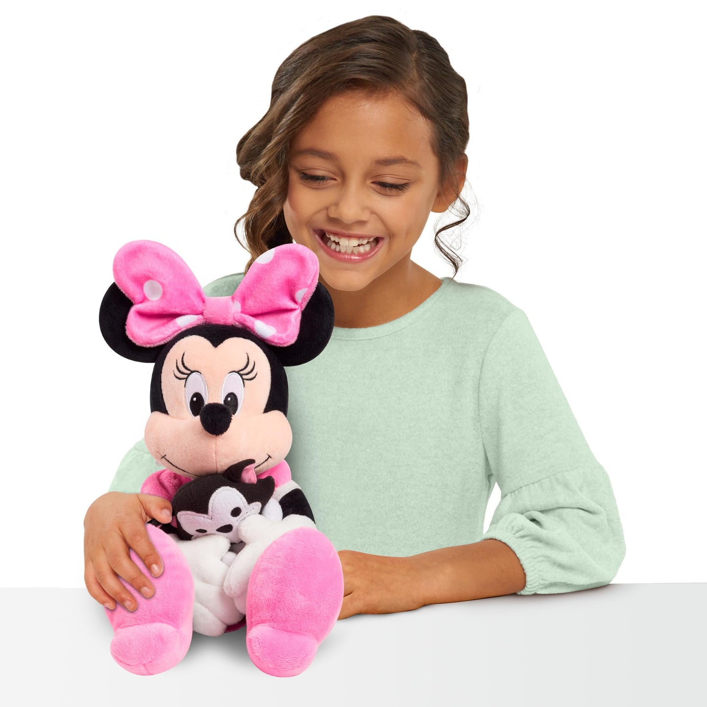 Disney Classics Lil Friends Minnie Mouse and Figaro 16.5-inch Large Plushie Stuffed Animal, Kids Toys for Ages 2 Up by Just Play