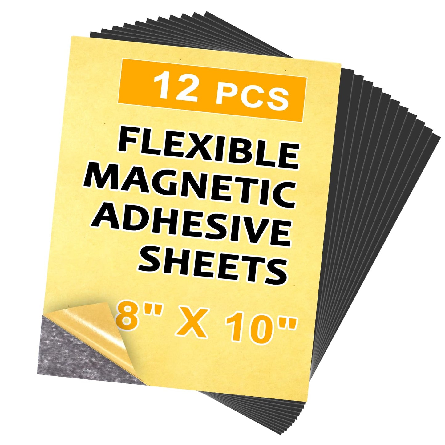 Towjug 12PCS 8 x 10 Inch Cuttable and Flexible Magnet Sheets with Adhesive to Create Flexible Magnet Self-Sticky Sheets for Whiteboard,Fridge