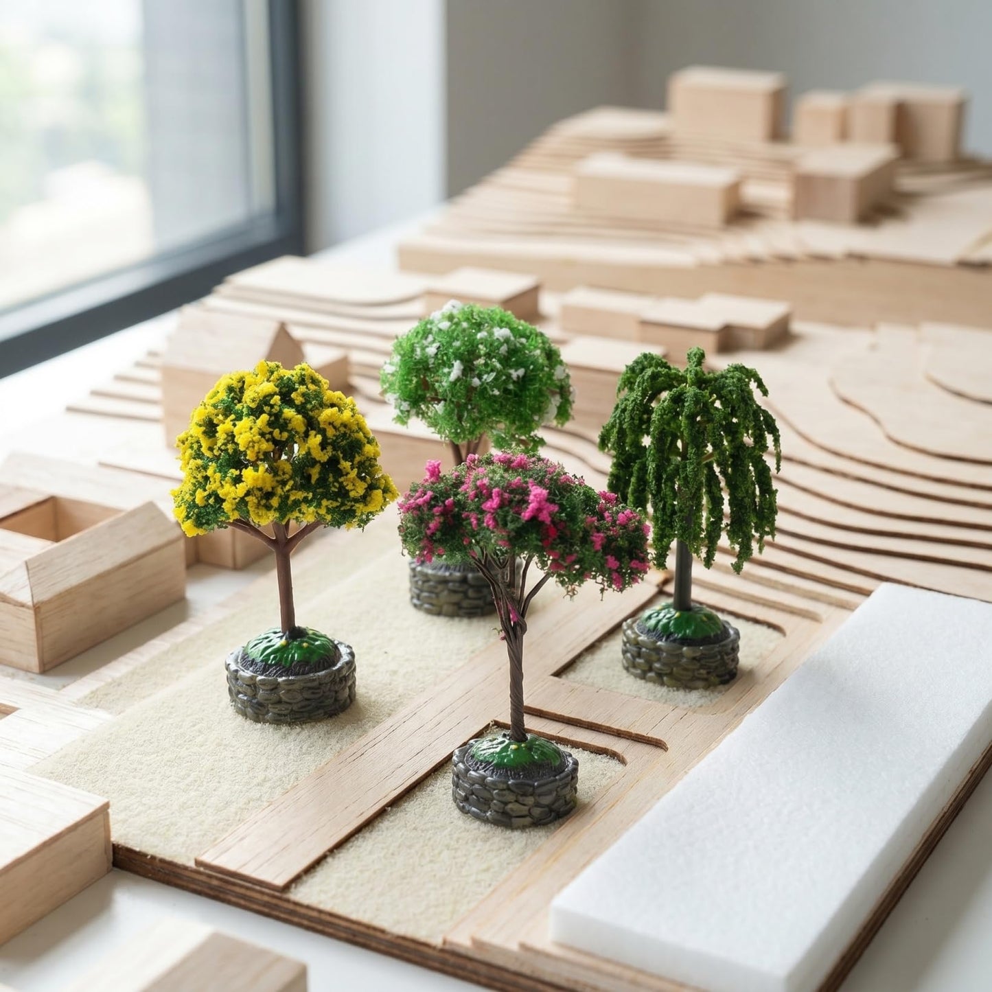 Abaodam 4pcs Miniature Tree Realistic DIY Micro Landscape Model for Dollhouse Train Scenery Lifelike Decoration for Gardens Flower Beds and Miniature Projects