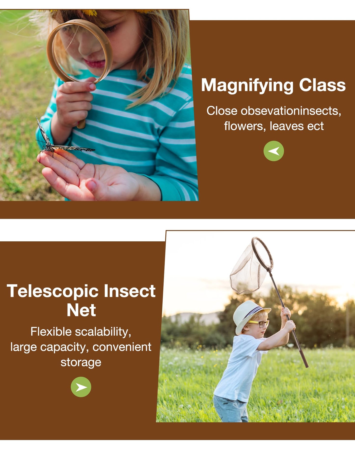 ROBOTIME Kids Explorer Kit, Outdoor Bug Catcher Kit for Kids with Magnifying Glass & Butterfly Net, Fun Bug Catching Kit for Backyard & Camping, Bug Catcher for Boys & Girls 3-12