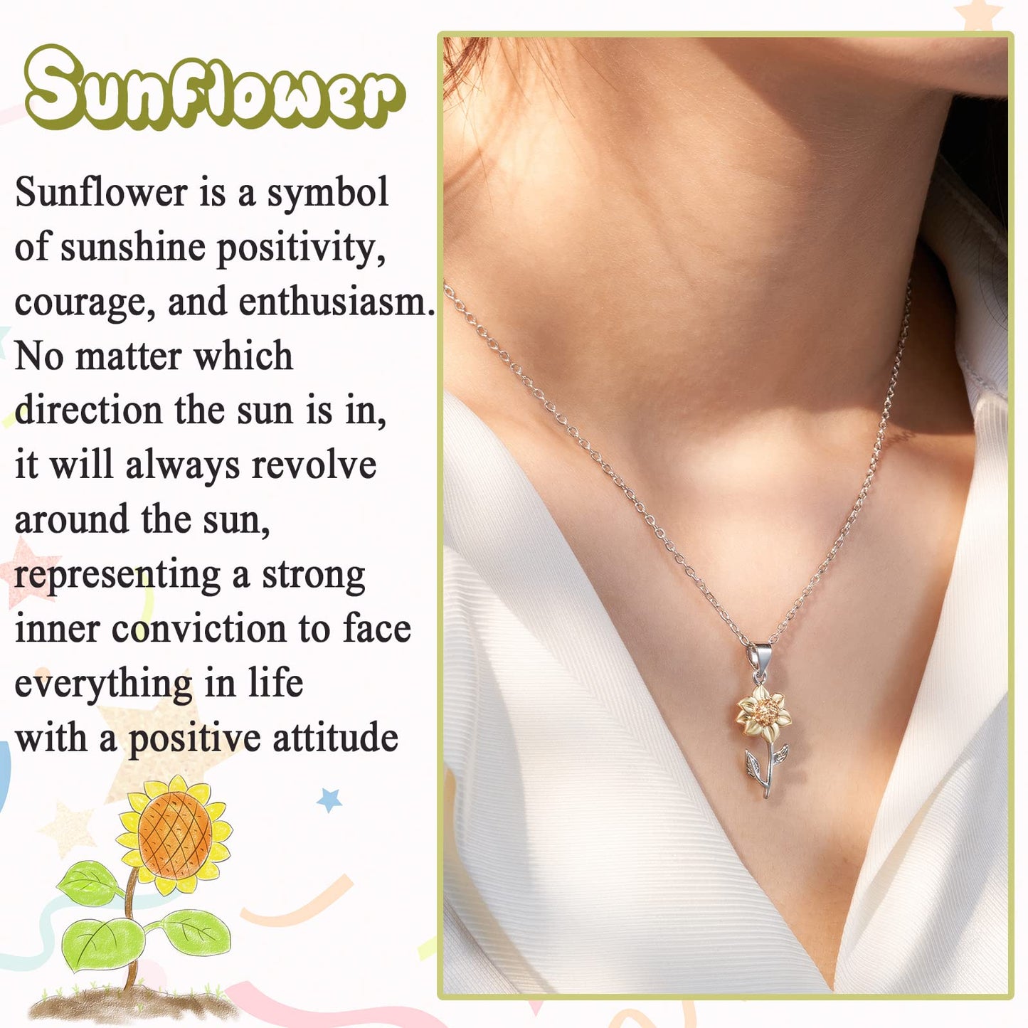 Tarsus Daughter Necklace, Daughter Gifts from Dad Sunflower Necklace Jewerly Present