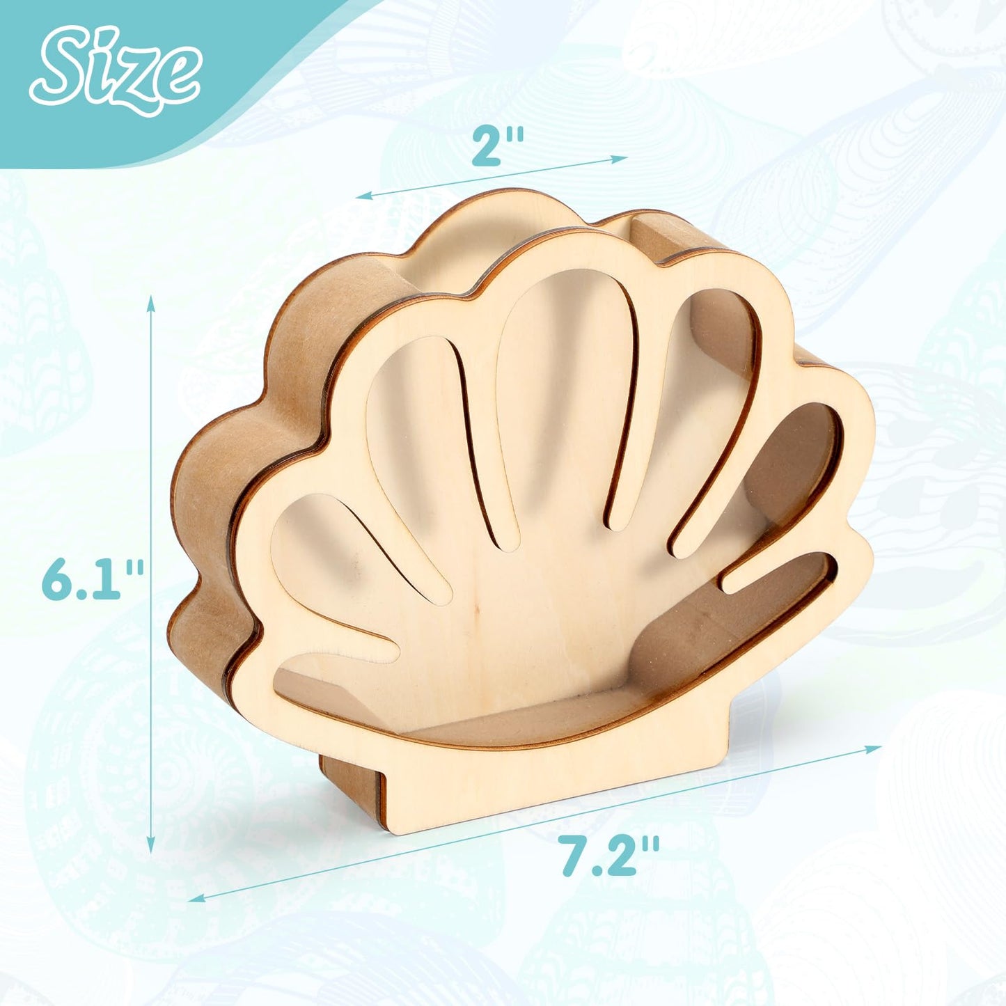Xylolfsty Seashell Display Box Wooden Seashell Holder with Acrylic Panel Storage Box for Shells Sea Glass Small Starfish Shark Tooth Seashell Collection Home Decor Birthday Present