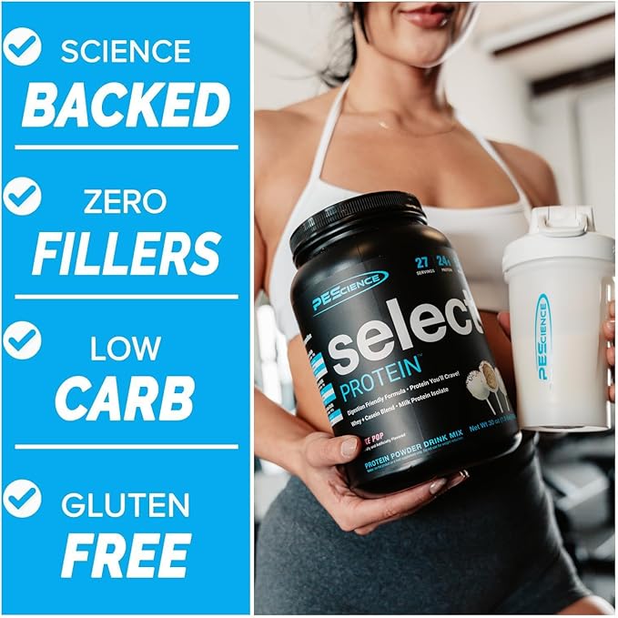 PEScience Select Low Carb Protein Powder, Peanut Butter Cookie, 27 Serving, Whey and Casein Blend, Keto Friendly, Gluten Free, Best Tasting, Clean Isolate for Women and Men