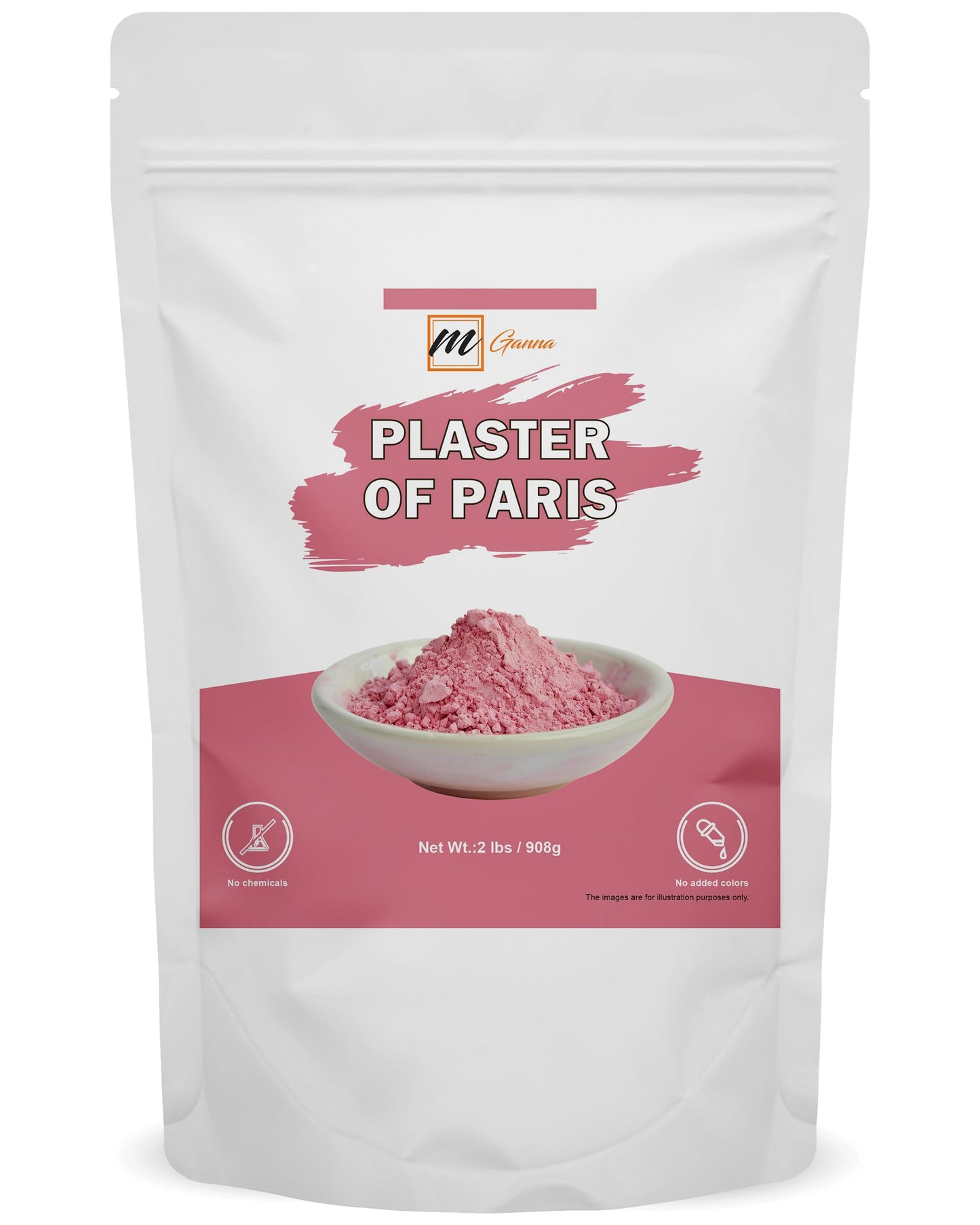 mGanna Pink Plaster of Paris (POP) 908 g / 2 lbs – Thermoherb Beauty Face Mask, Crafting and Mold-Making