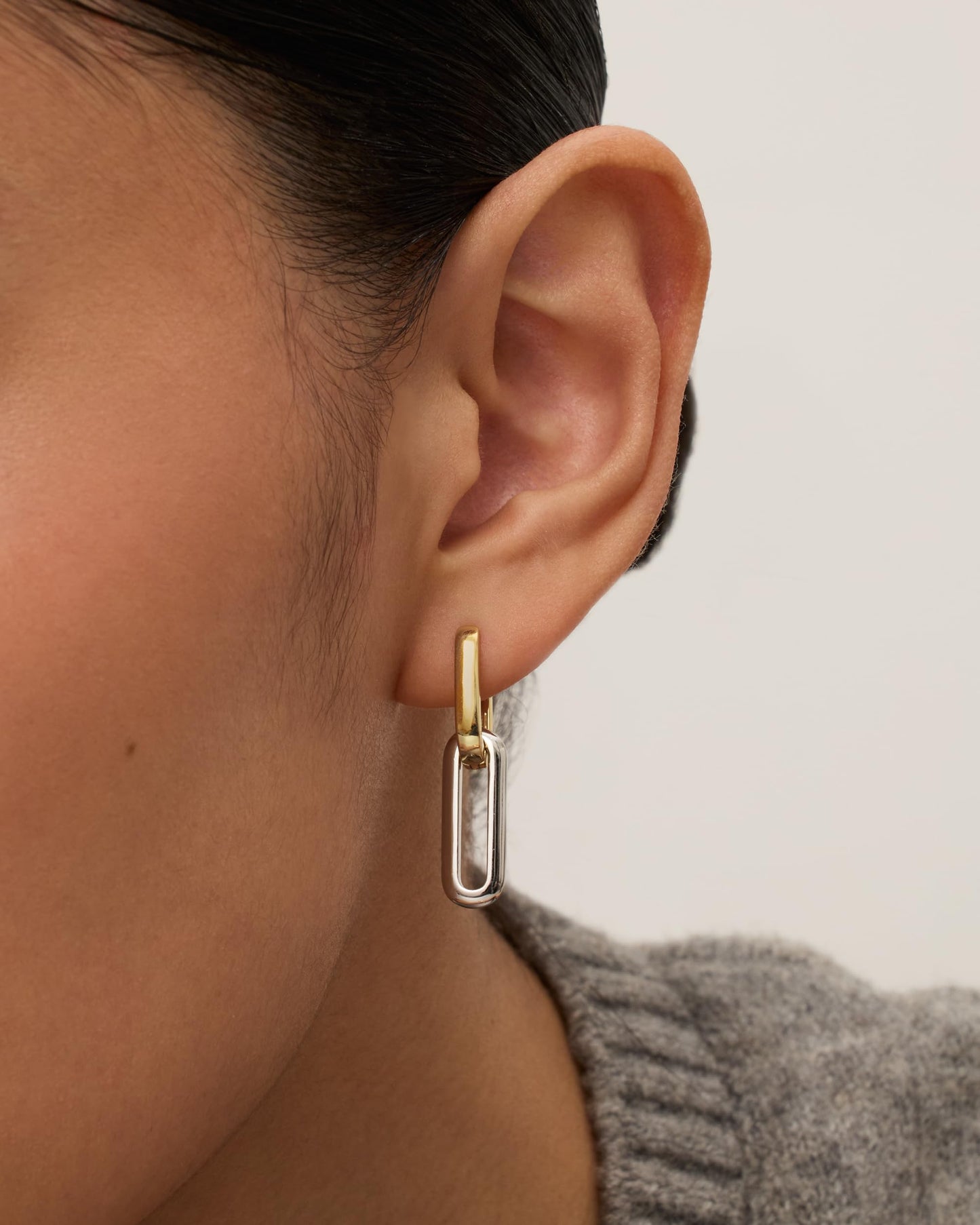 PAVOI 14K Two-Toned Gold Plated Convertible Link Cubic Zirconia Earrings for Women | Yellow White Drop Dangle Link Chain Earrings