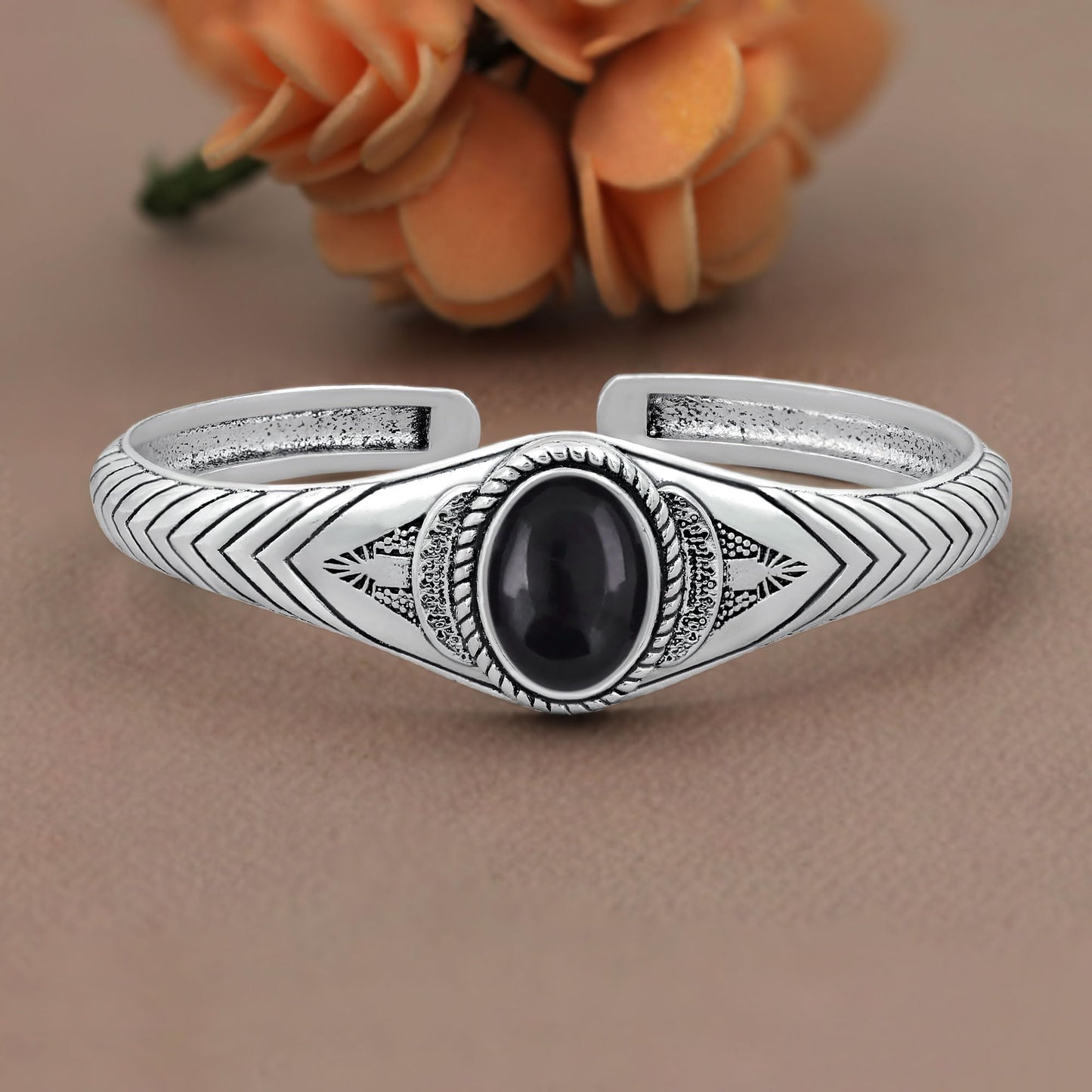 Turquoise Cuff Bangle Bracelet for Men Women – Handmade 925 Silver Plated Adjustable Boho Jewelry – Natural Gemstone December Birthstone Bold Statement Bangle – Gifts for Him Her