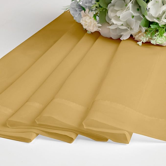 Chyhomenyc Sheer Valances for Windows 2 Pack, Small Window Curtains for Living Room Bathroom Cafe Laundry Basement, Modern Top Dual Rod Pocket Voile Curtain, 42W x 18L inches, Gold