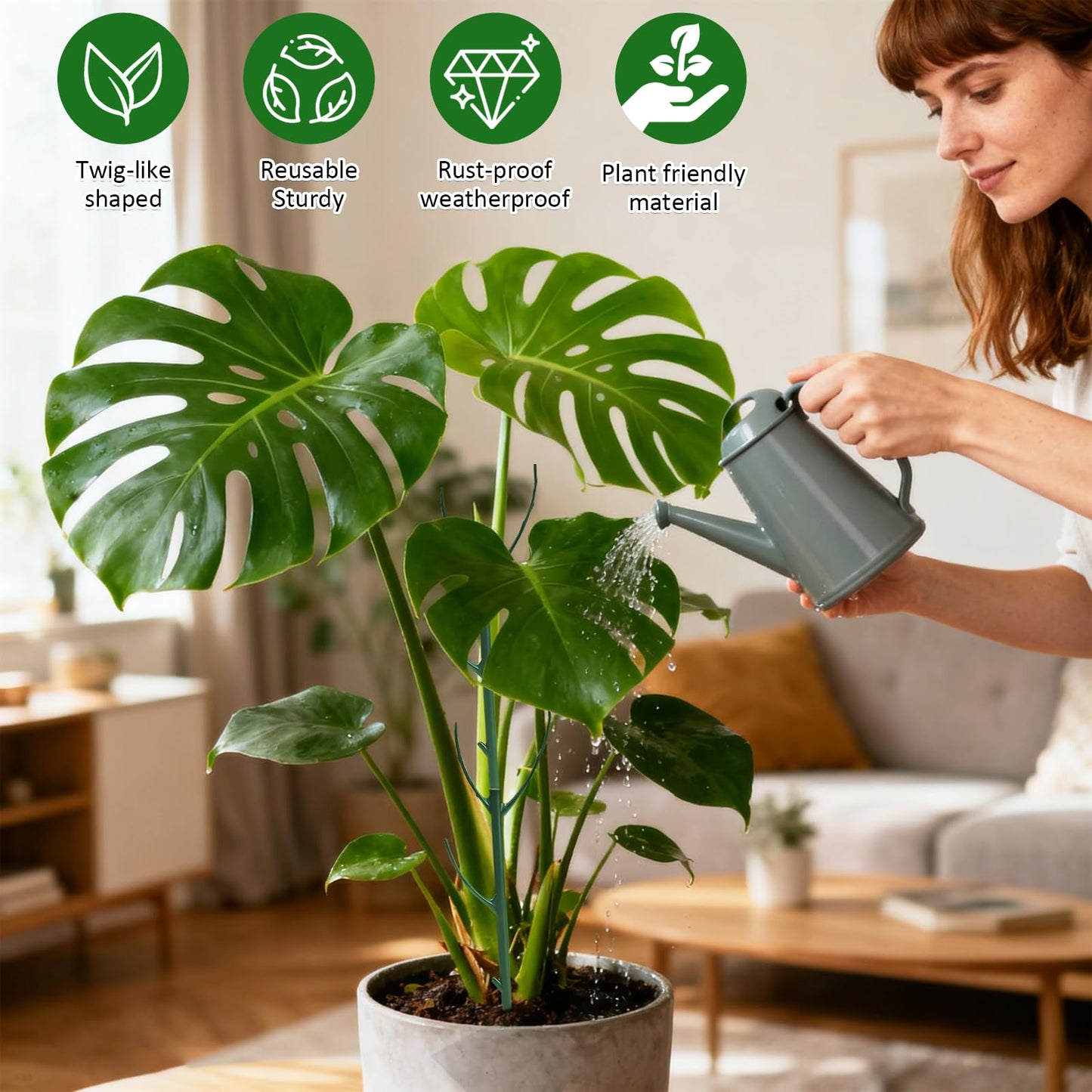 5pack Adjustable Plant Support Pole – Stackable Indoor/Outdoor Support Pole with Clamps, Suitable for Supporting Monstera and Climbing Plants, Garden Accessories, Perfect Replacement for Plant Stakes