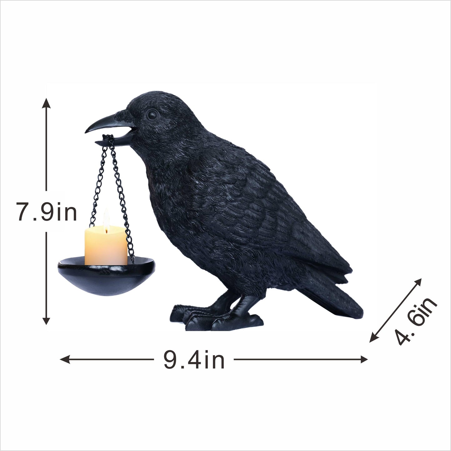 Gothic Crow Lamp with Tealight Candle Holder Raven Statue Halloween Decor Black Bird Decorations Indoor Gothic Home Decor for Living Room Tabletop Shelf Bedroom Unique Goth Witchy Gifts