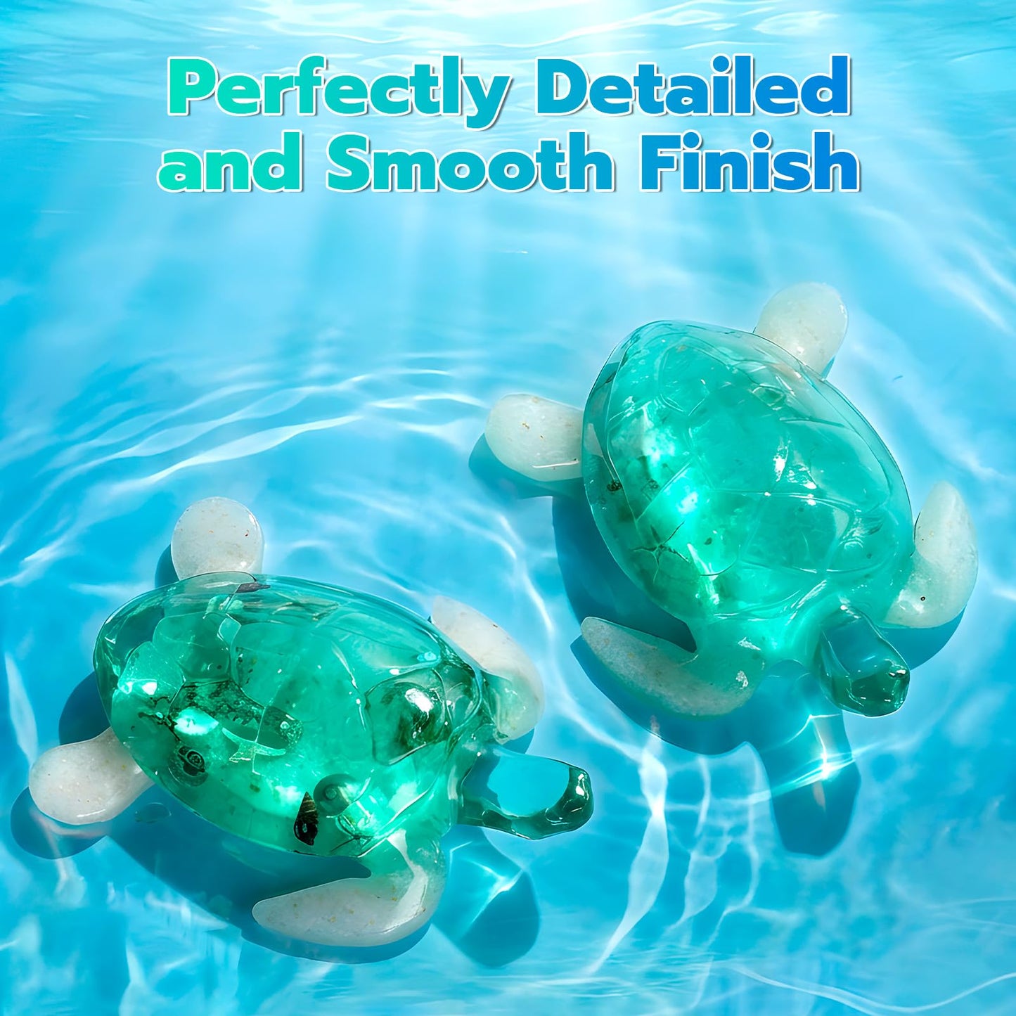LET'S RESIN 2pcs Turtle Resin Molds, Durable 3D Animal Silicone Molds for Epoxy Resin, Smaller Sea Turtle Marine Art Silicone Resin Molds for Craft, Ocean Theme Night Lights, Home Decor