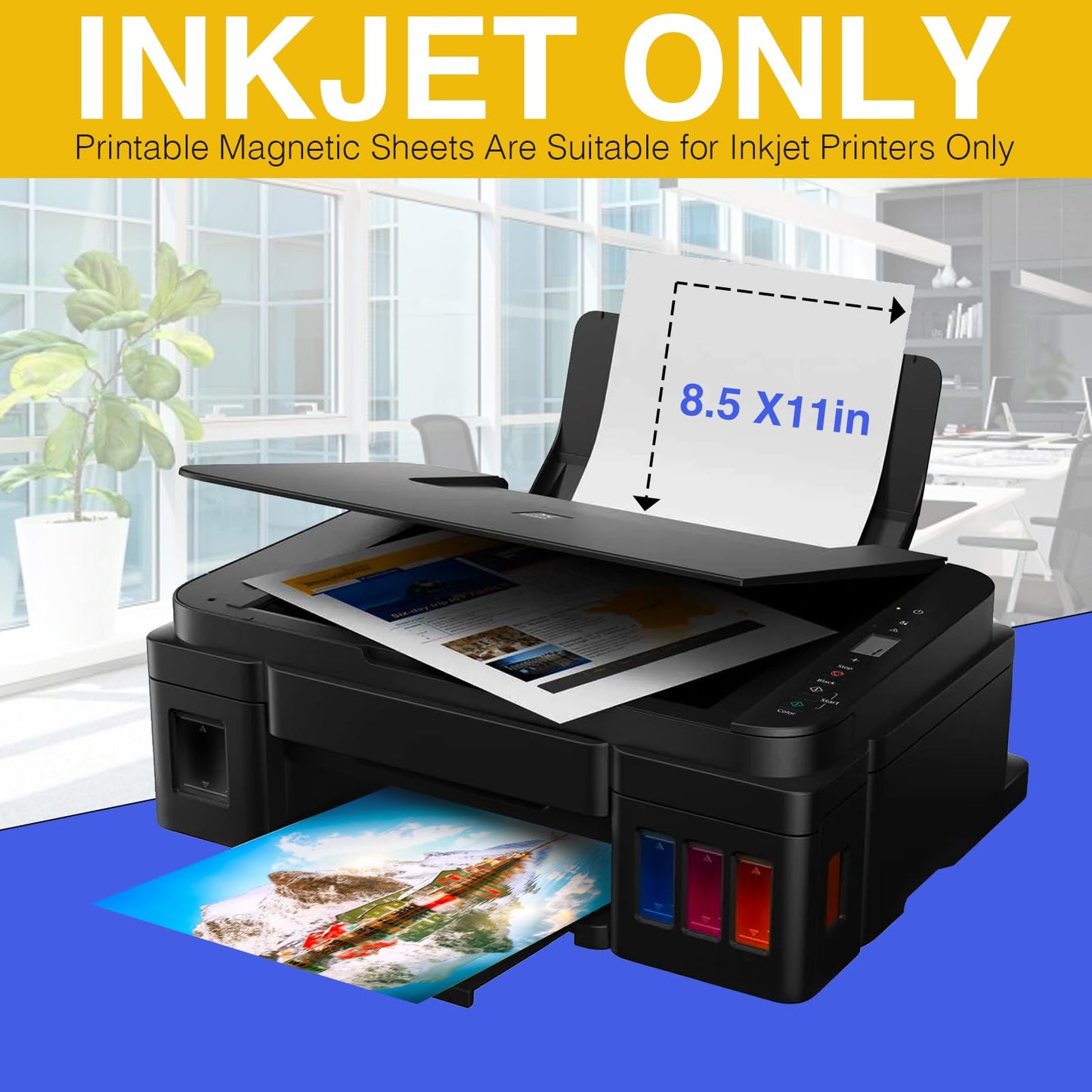 JINGZHAN Printable Magnetic Paper Non-Adhesive, 8.5" x 11" 12 Mil for Inkjet Printer & DIY Crafts, 10 Sheets
