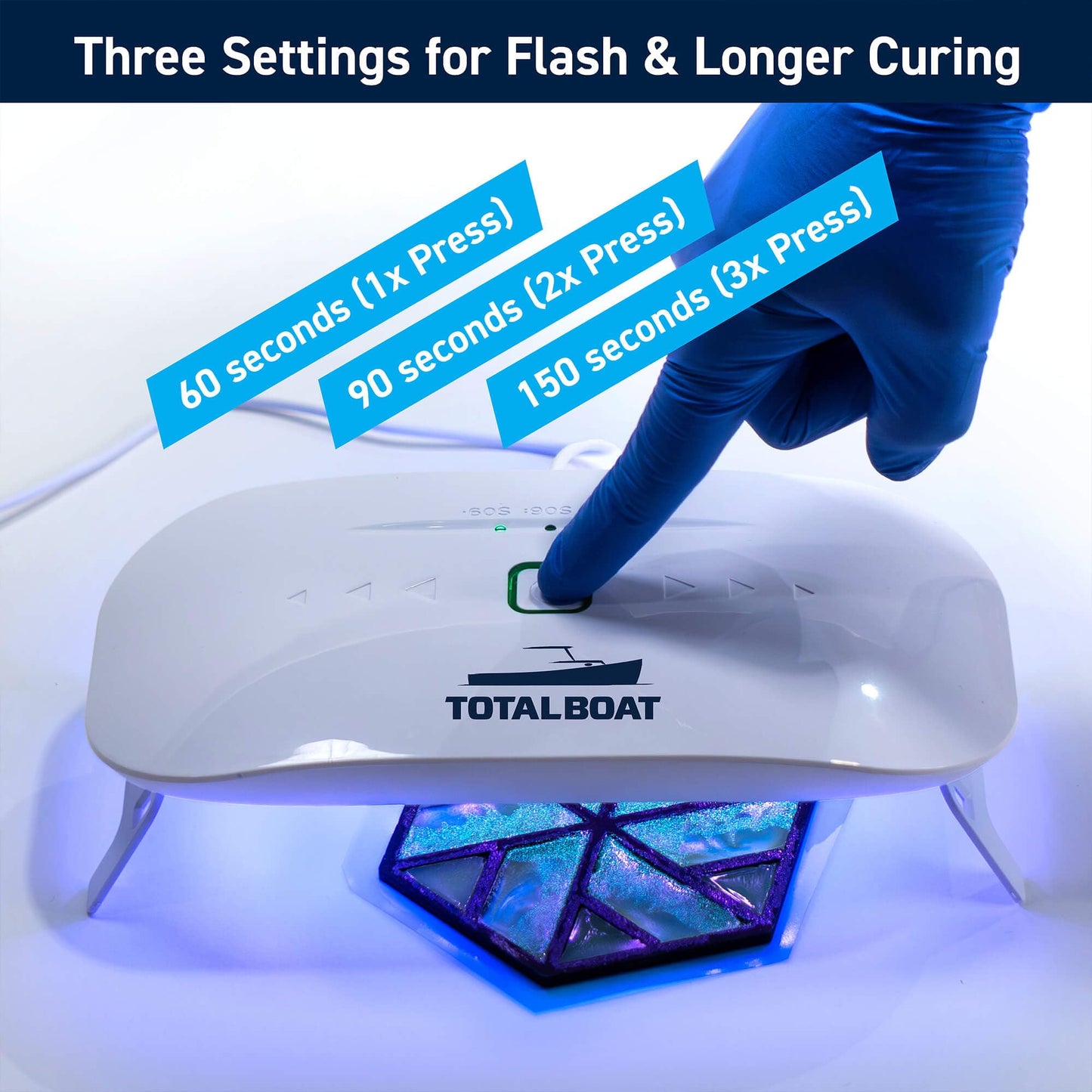 TotalBoat UV Light for Resin Curing | 36W Large UV Resin Lamp with Timer Settings (60s, 90s, 150s) and 24 LEDs for Fast, Even Cures | Use for Jewelry, Crafts, Molds, Decor, and DIY Projects
