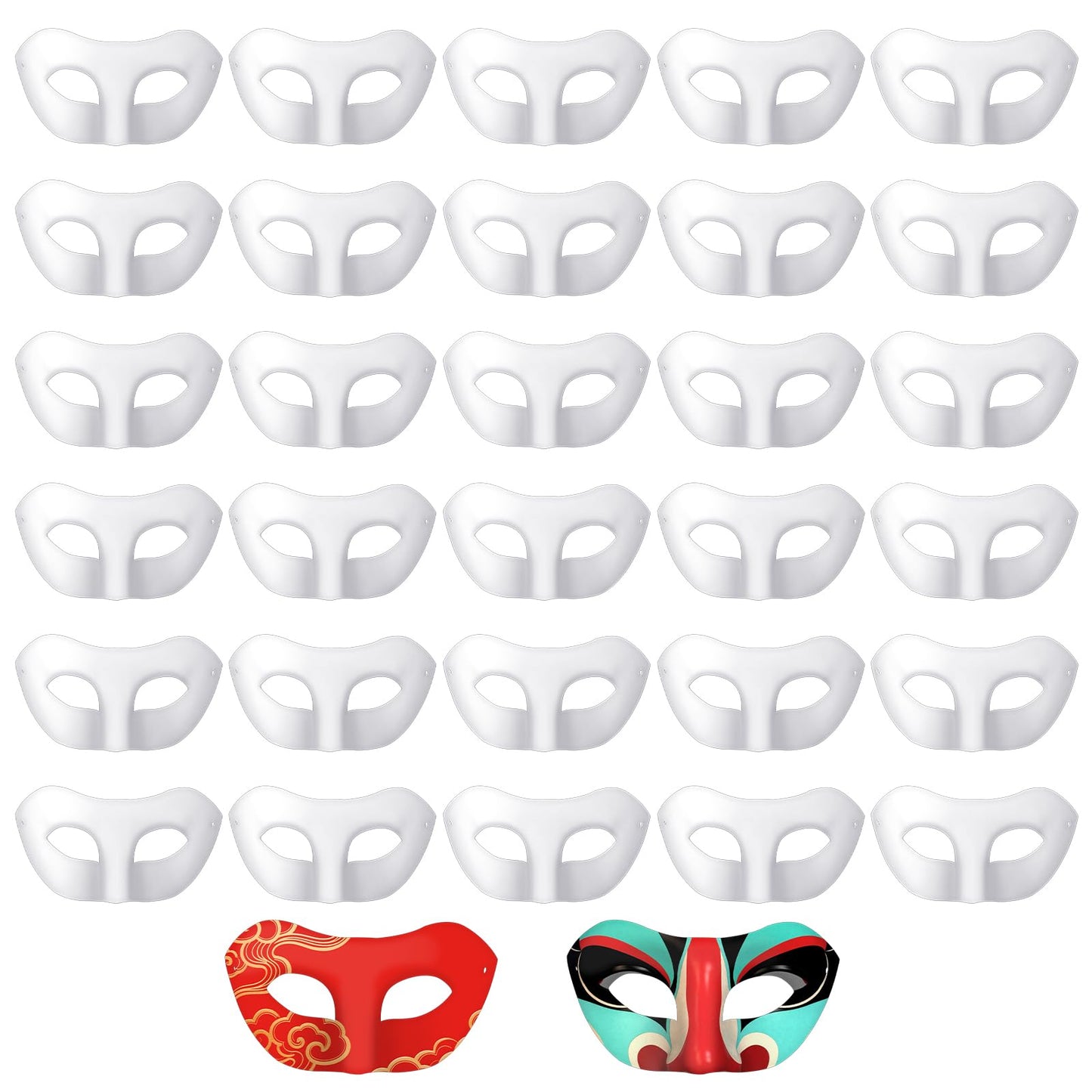 Xthrotsenk 30 Packs Paper Mache Masks, White Craft Half Face Masquerade Mask, Blank Mardi Plain Paper Eye Masks for DIY Arts Cosplay Costume Party