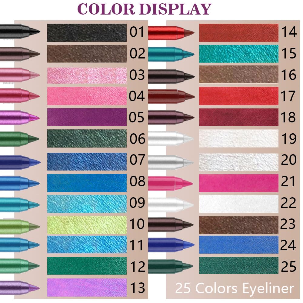 evpct 3Pcs Black & White & Royal Blue Gel Glitter Eyeliner Pencils Set for Women Waterproof Smudge Proof lapiz de ojos delineador de ojos contra el agua Eye Liner Makeup 01 22 24