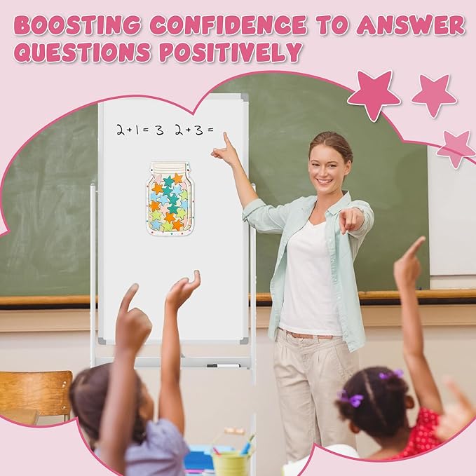 Magnetic Reward Jar for Kids – Star Jar Reward System, Behavior Classroom Incentive Jar with Fun Star Chart, Suitable for Teachers Parents (Mason Jar with Stars, Kids Motivational Tool)