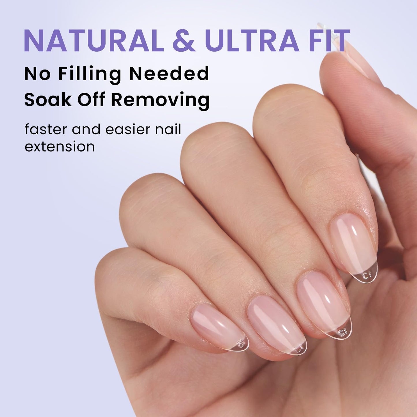 BTArtbox Short Almond Nail Tips - 320pcs Pre-shape Half Matte Soft Gel Tips, Clear Ultra Fit & Natural Acrylic Fake Nails for Full Cover Nail Extension, 16 Sizes