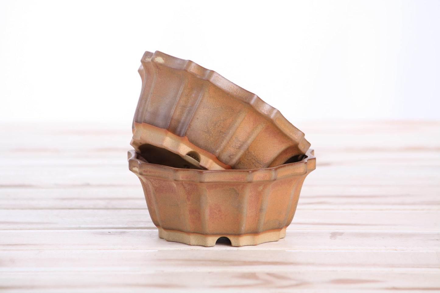 Willow Bonsai Ceramics Flower Design Bonsai Pot, 4.5inch Diameter, Plant Container, Succulant Pot, High Fired Ceramic Stoneware, Frost Proof, Handmade (Deep Stone)