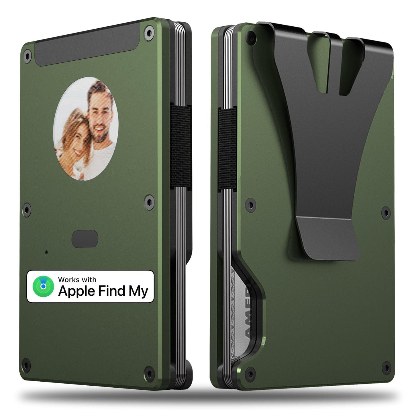 Personalized E-Ink Air Tag Wallet - Trackable Wallet with Custom Electronic photo/Text/Contact information, Slim RFID Credit Card Holder build-in Find My Tracker, Gift for Men/Women