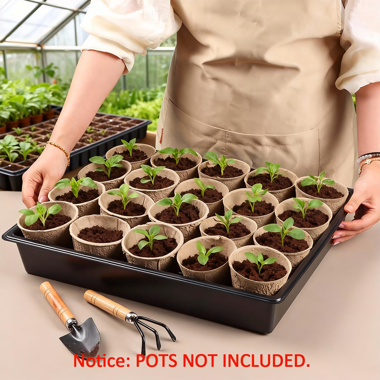 RooTrimmer 20 Pack Nursery Pots Trays (16.5"x13.2"x2.8"), Plastic Seed Starter Trays, Durable Carrying Seedling Starter Tray, Reusable Tray for Planting and Collecting Drainage Water (Black)