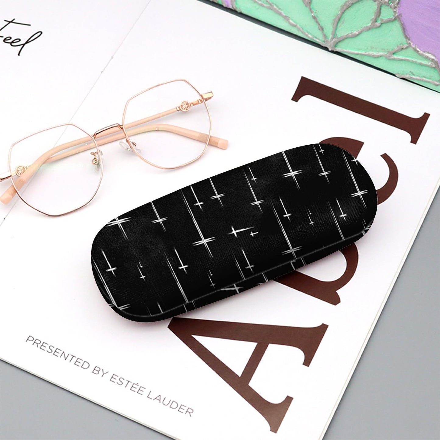 Zewurtuw Eyeglass Case Hard Shell Sunglasses Protective Eyeglasses Holder Box with Cleaning Cloth for Women Girls Men Cute Aesthetic-Cross