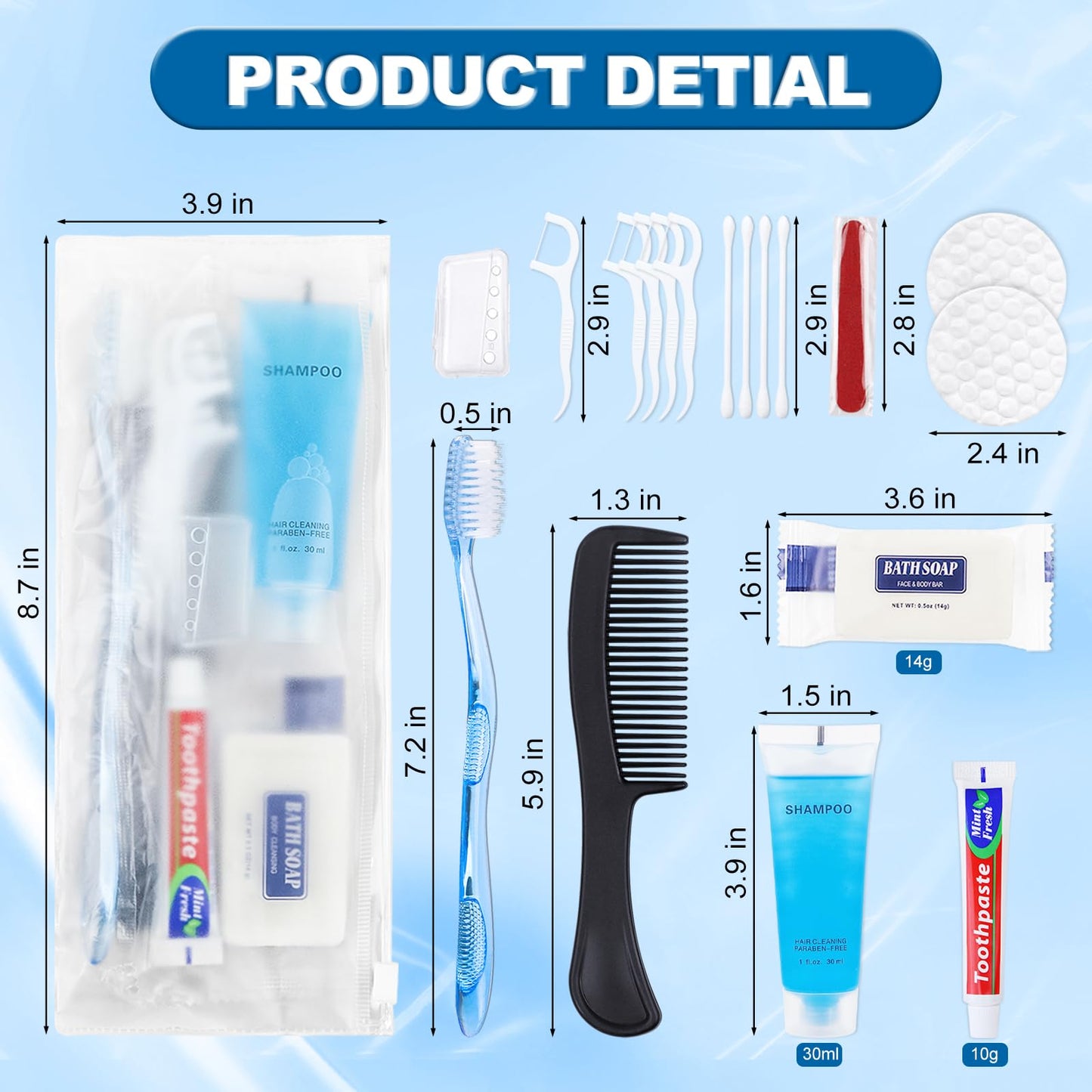 HQSLsund Basic Toiletry Kits, Individually Packed, Personal Hygiene Kit Bulk Homeless Care Package Supplies Travel Size Toiletry Kit for Men Women Charity Reusable Toiletry Bag (Pack of 5)