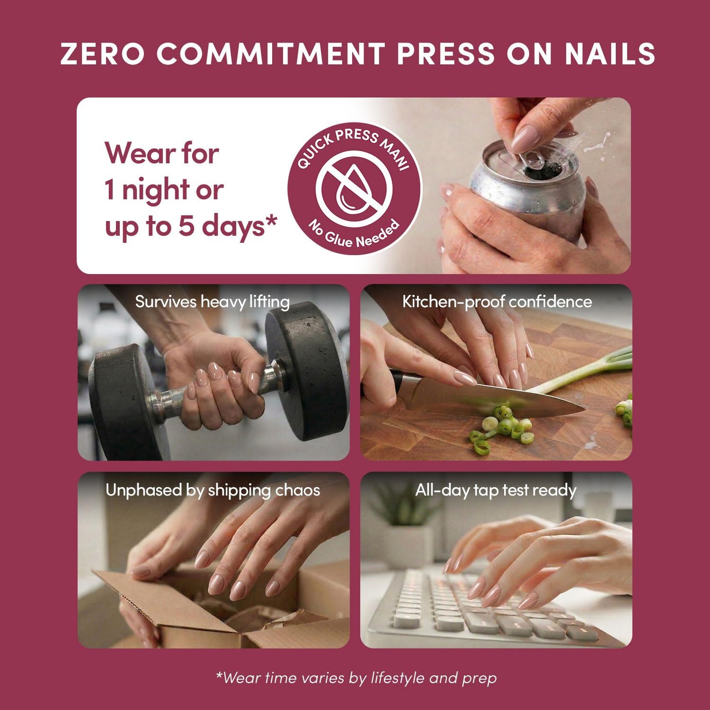 Glamnetic Quick Press Mani - No Glue Press On Nails, Just Peel and Stick, Oval Extra Short Nails, Mess Free, Salon Quality Stick On Nails, Teddy | in 15 Sizes - 30 Nail Kit