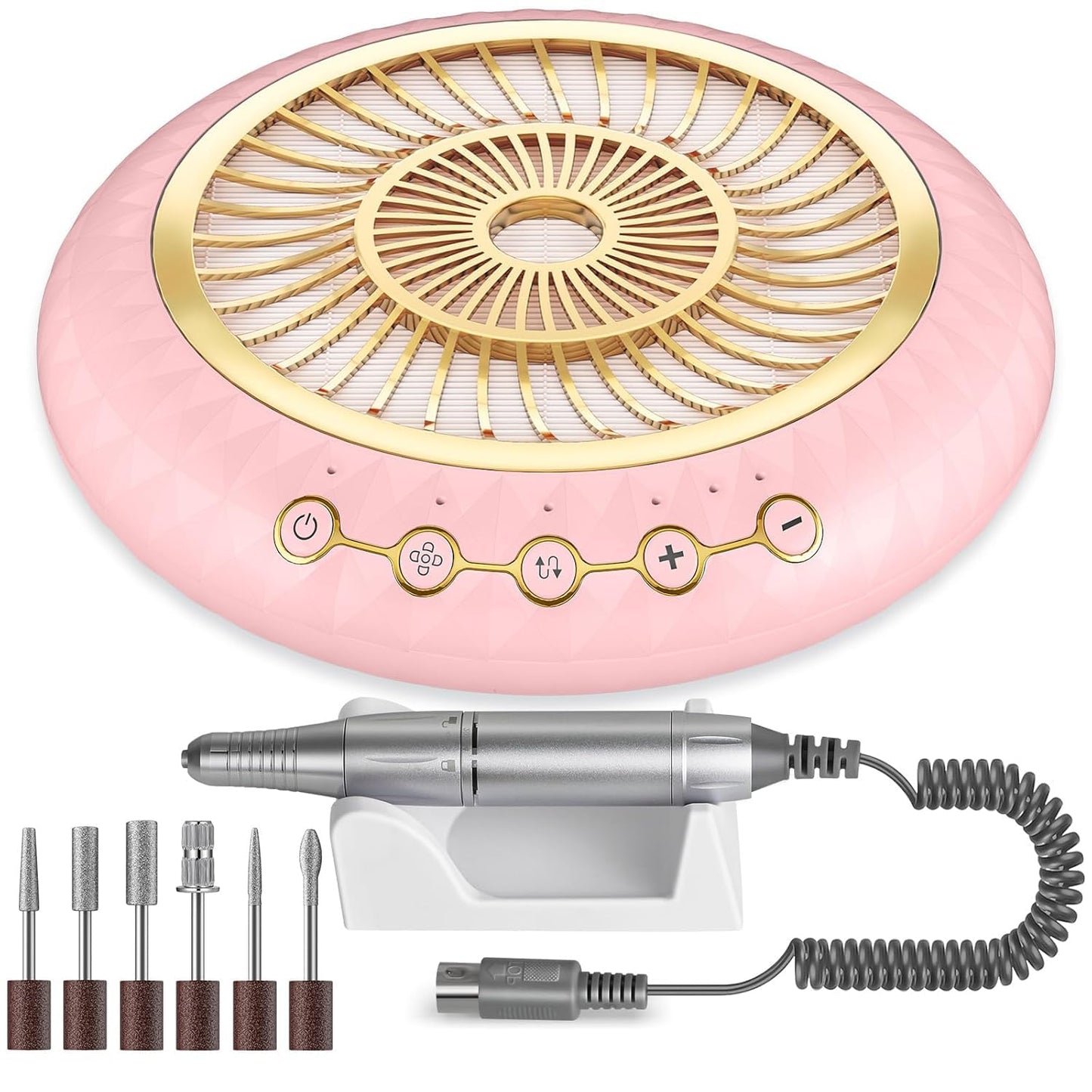 YLYYCC 2 in 1 Nail Dust Collector Quiet, 5000RPM Vacuum Fan Extractor with Reusable Filter & 30000RPM Electric Nail Drill File Professional with 6 Bits - Home/Salon Use, Pros Tech & Beginners