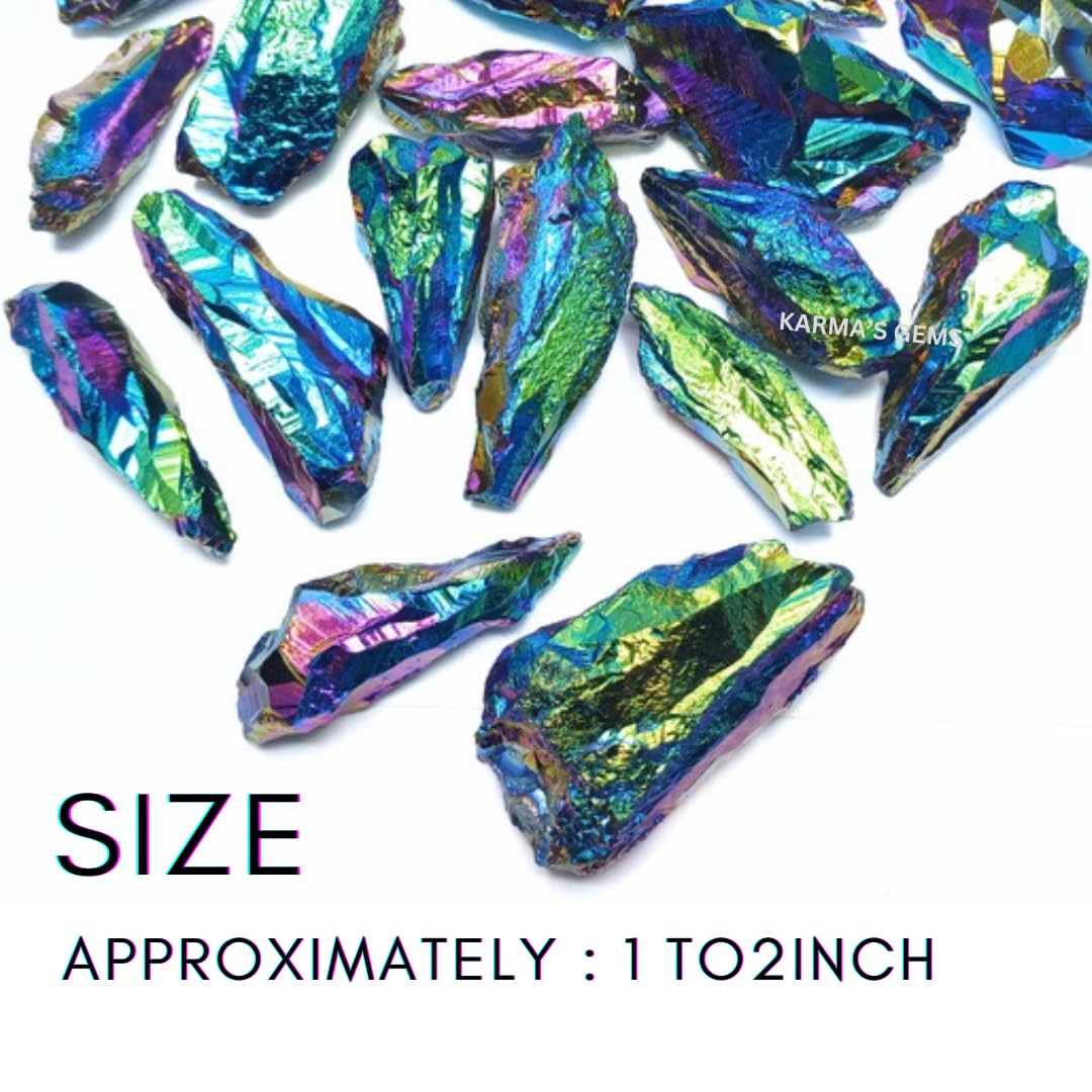 Crystals, Rocks, Jade, Crystals and Healing Stones, Witchcraft Supplies, Healing Crystals, Stones, Healing Stones, Rock Collection, Agate, Raw Stones (Titanium Aura Quartz, 2 Pcs)