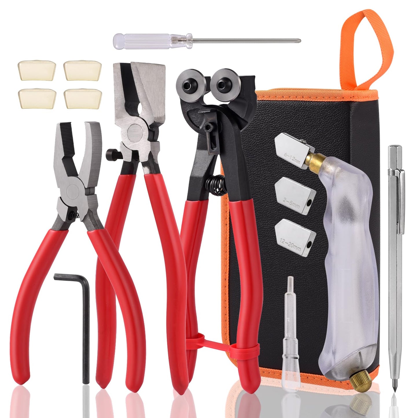 Stained Glass Cutter, Glass Cutting Tool with Tile Nippers for Stained Glass Tiles Mosaic Cutting