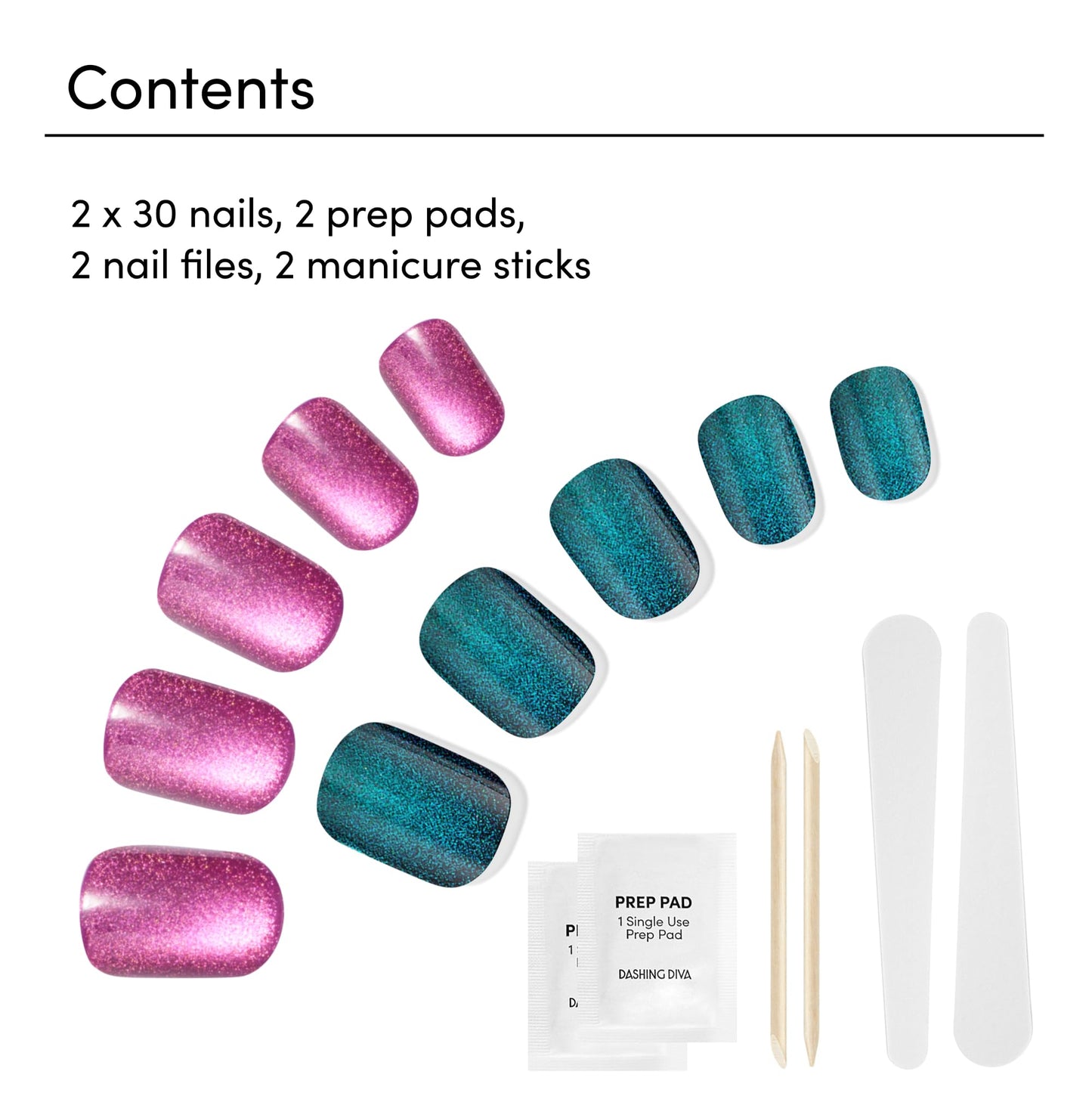 Dashing Diva Magic Press Premium Nail Bundle - Icons Collection - Square Shape Press On Nails - Ruby Slippers & Earth to Diva - Long Lasting Gel - Lasts Up to 7 Days - 2 Sets