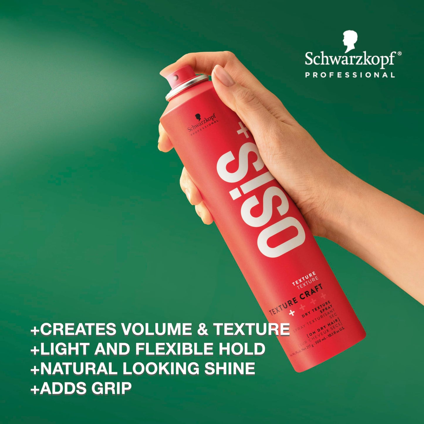 OSiS+ Texture Craft – Volumizing Dry Texture Spray - Root Lift with Natural Feel and Shine – Lightweight Hair Styling Product – Brushes Out Easily, 8.9 oz Packaging may vary