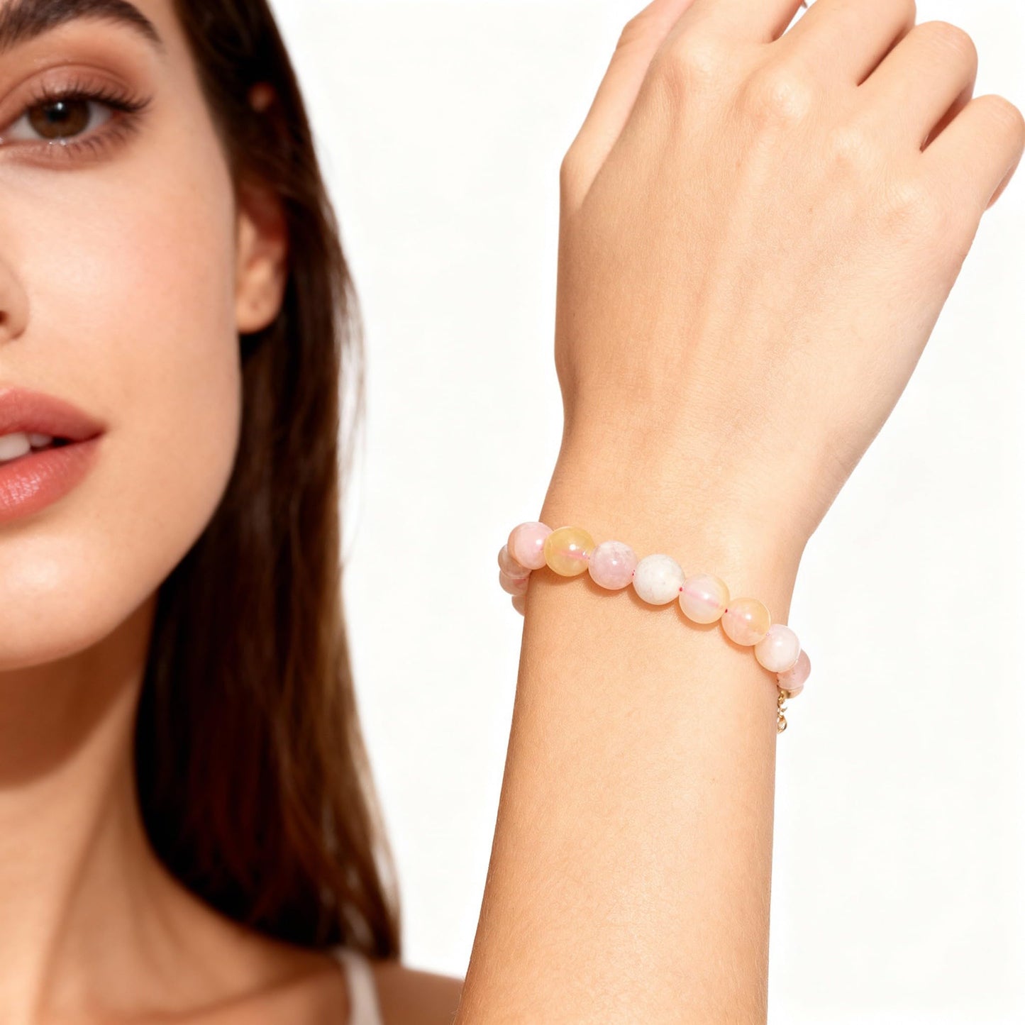 The Vida Handmade AAA+ Quality Crystal Stretch Elastic Bracelet - Nature Gemstone - Jewelry Gift - Holiday Gift - For Women & Men (Flower Agate)