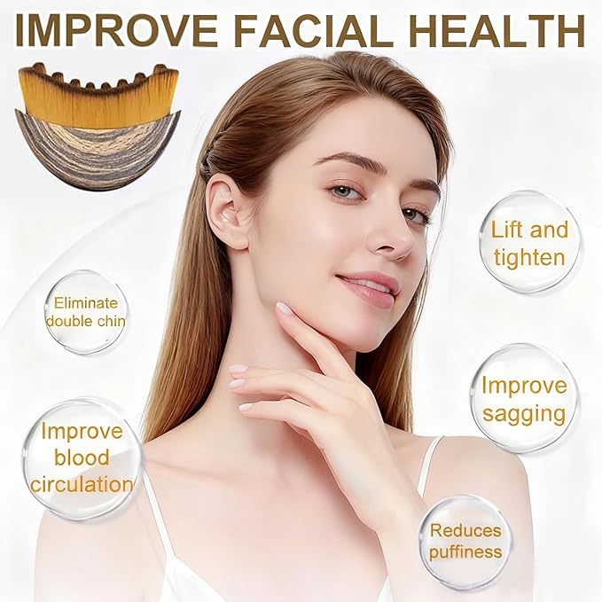 Lymphatic Contour Face Brush - Facial Sculpting & Anti-Puffiness Tool | Ultra Soft Dry Brush for Jawline Massage & Lymphatic Drainage | Ergonomic Design (1PC)