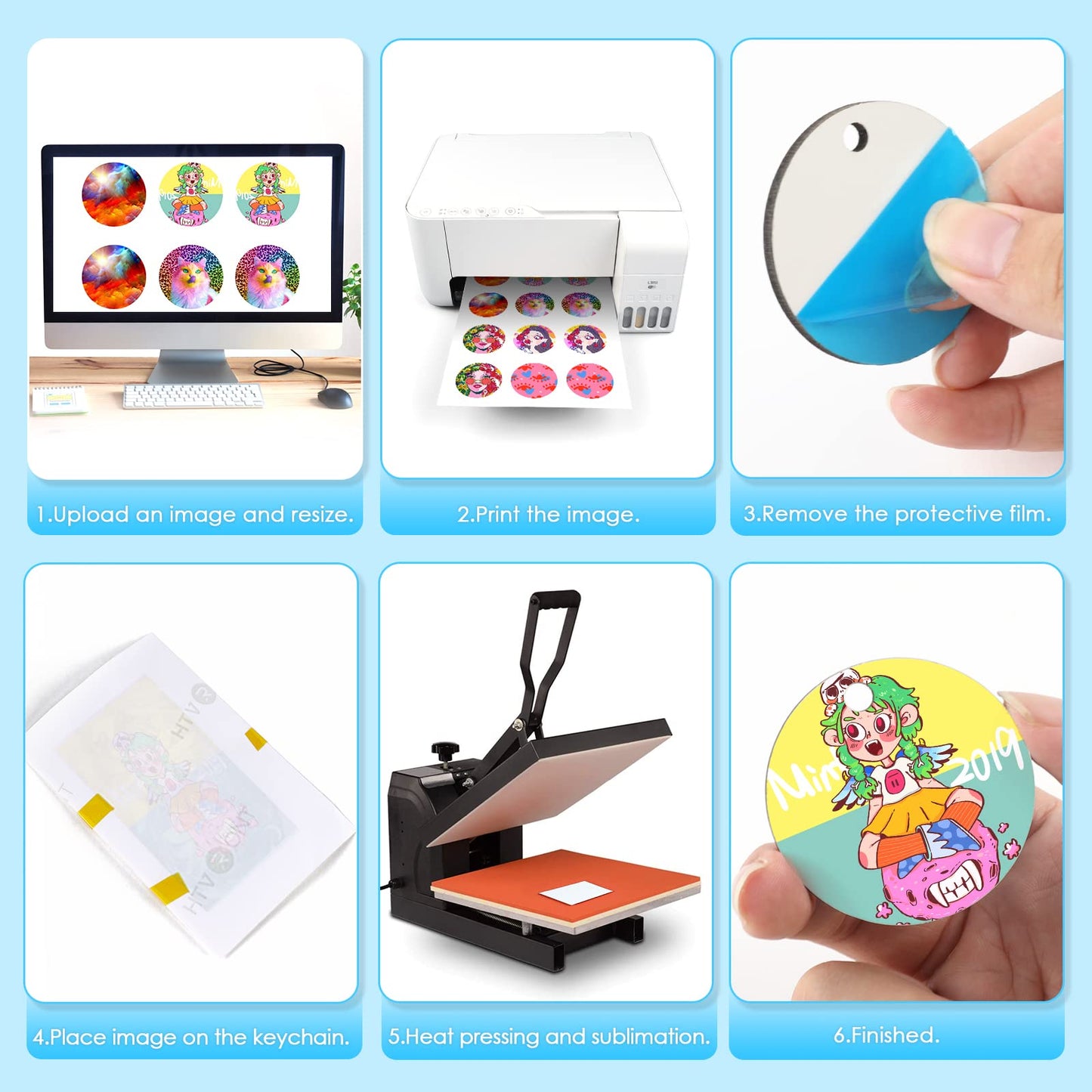 HTVRONT Sublimation Keychain Blanks - 120Pcs Round MDF Keychains with Tassels - Heat Transfer Keychains - Adult Unisex Gift