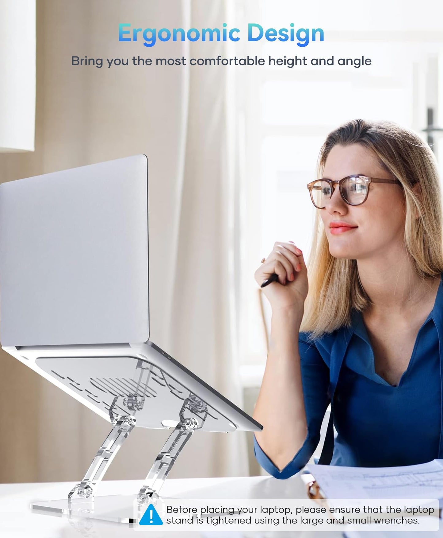 Lpoake Adjustable Foldable Laptop Stand, Portable Ergonomic Computer Stand for Laptop, Compatible with 10 to 15.6 Inches Notebook Computers