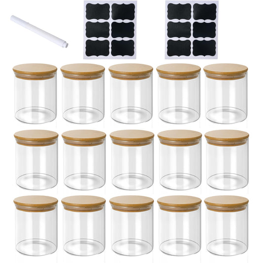 21oz/630ML Glass Storage Jars with Lids - 12 pcs Glass Canisters Food Storage Containers Airtight Glass Jar with Lid for Pantry Organizers for Cookie, Flour, Oat, Pasta, Tea, Coffee Bean & Coffee