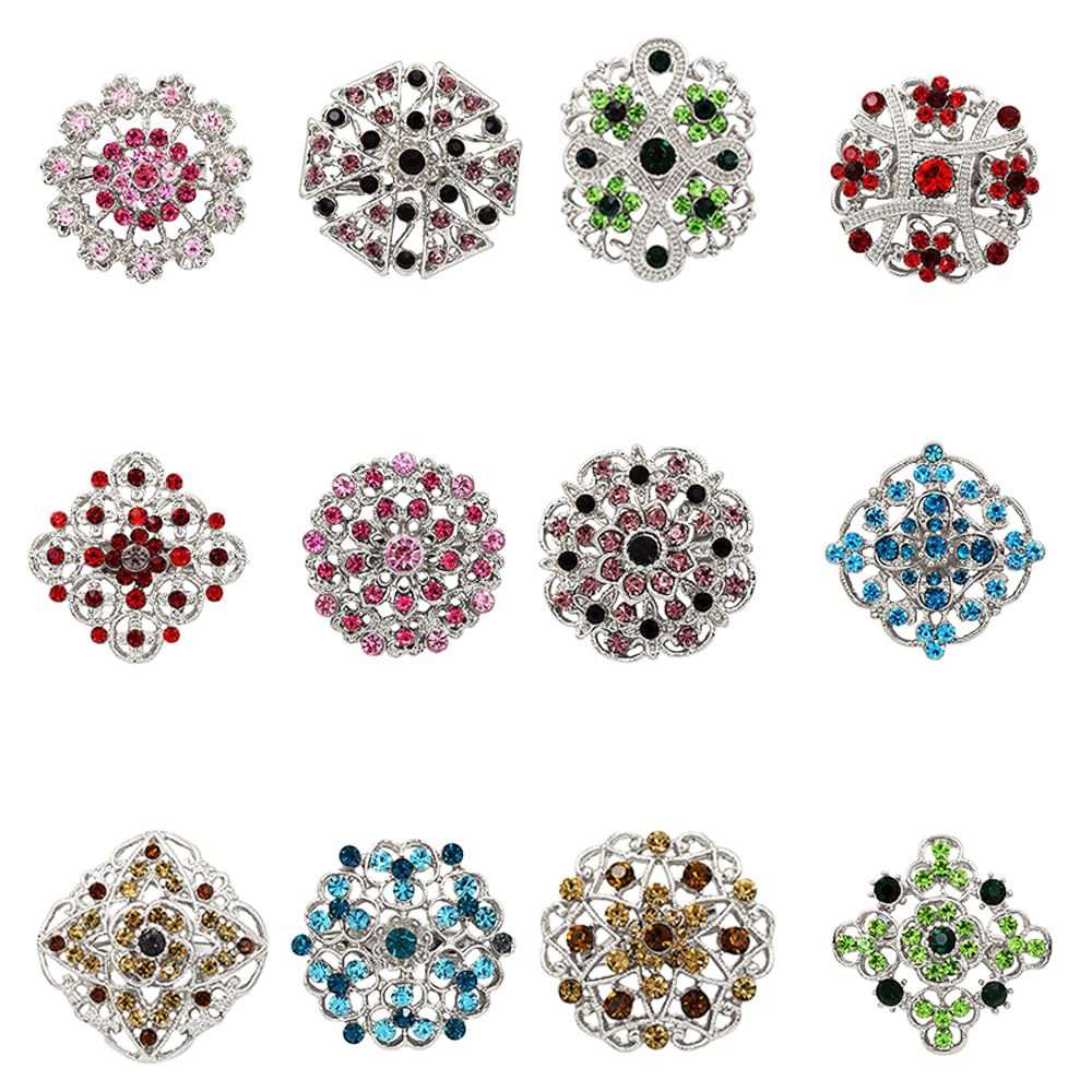 Ezing 12pcs Lot Crystal Brooch for Wedding Bouquet (G)