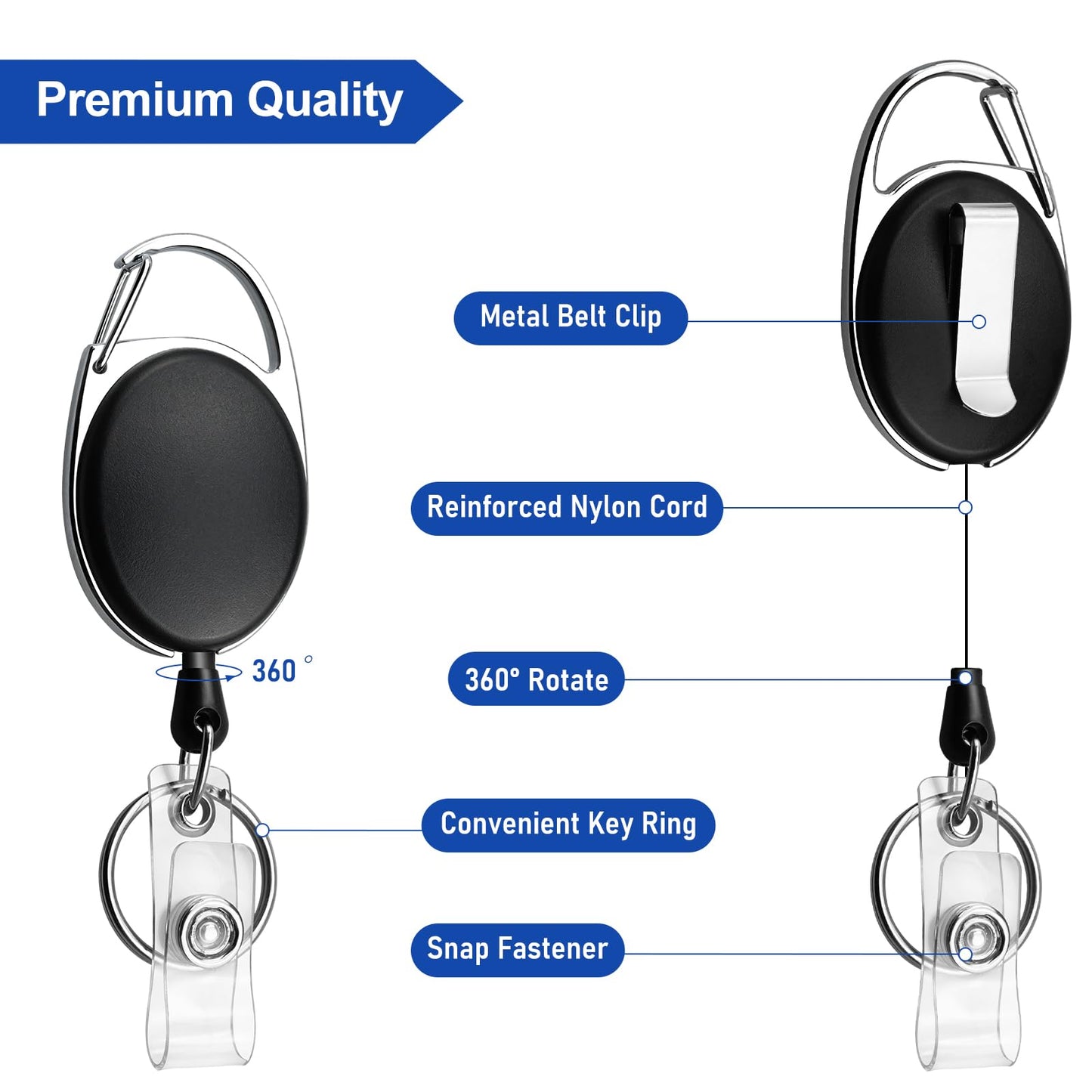 30 Pack Heavy Duty Retractable Badge Reel with Waterproof Vertical Name Badge ID Card Holders and Key Ring for Card Keychain Badge Holder