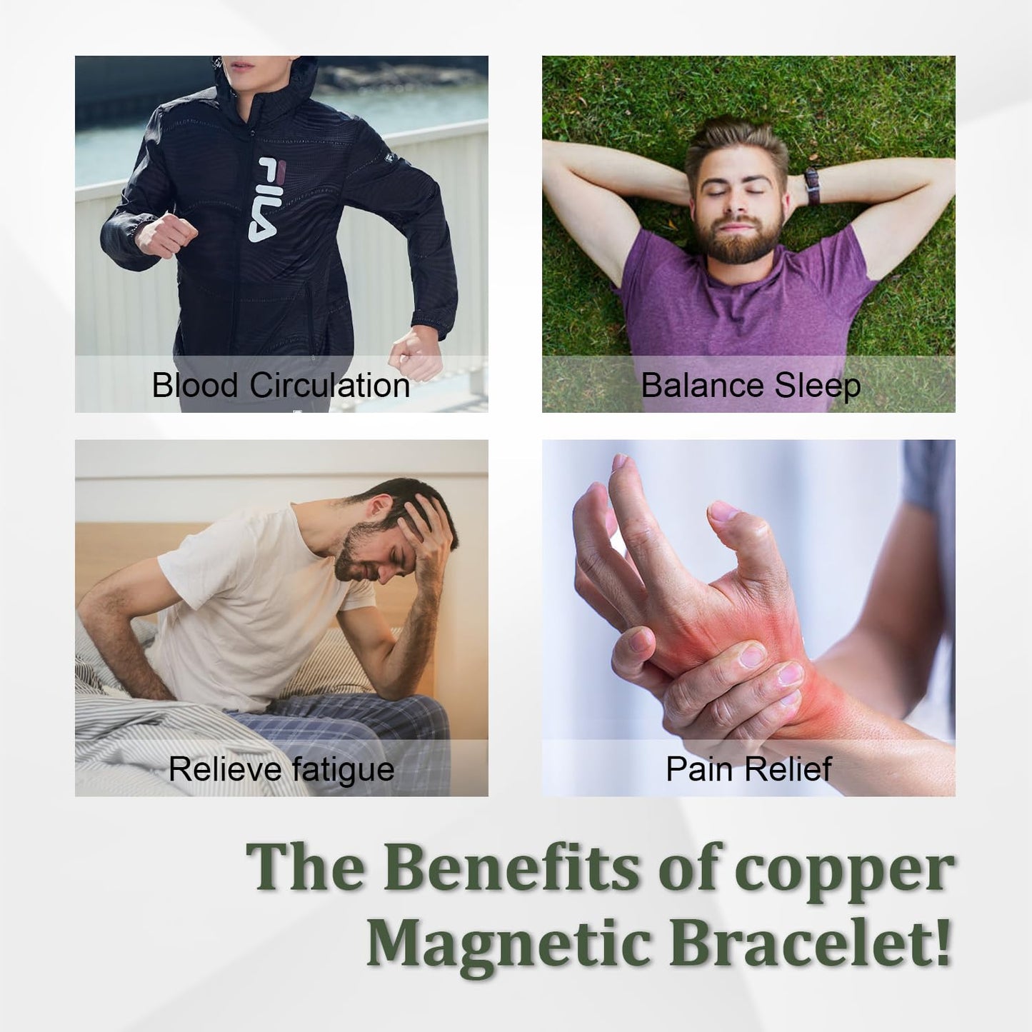 Fashtour Copper Cross Bracelet for Men, Ultra Strength Cross Bracelet With Ring Include Adjustable Link, Jewelry Gift