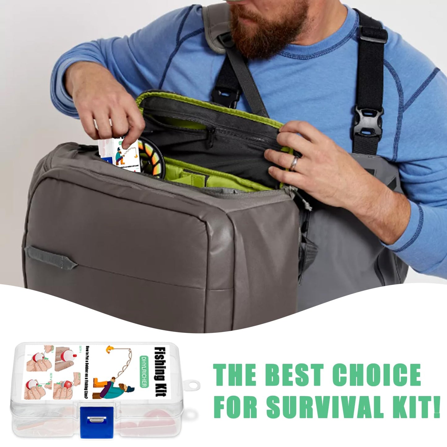 Compact Mini Fishing Kits Bulk – Emergency Survival Fishing Tackle Kits with Case for Beginners, Outdoor Operation, Shoebox Stocking Stuffer for Kids (12)
