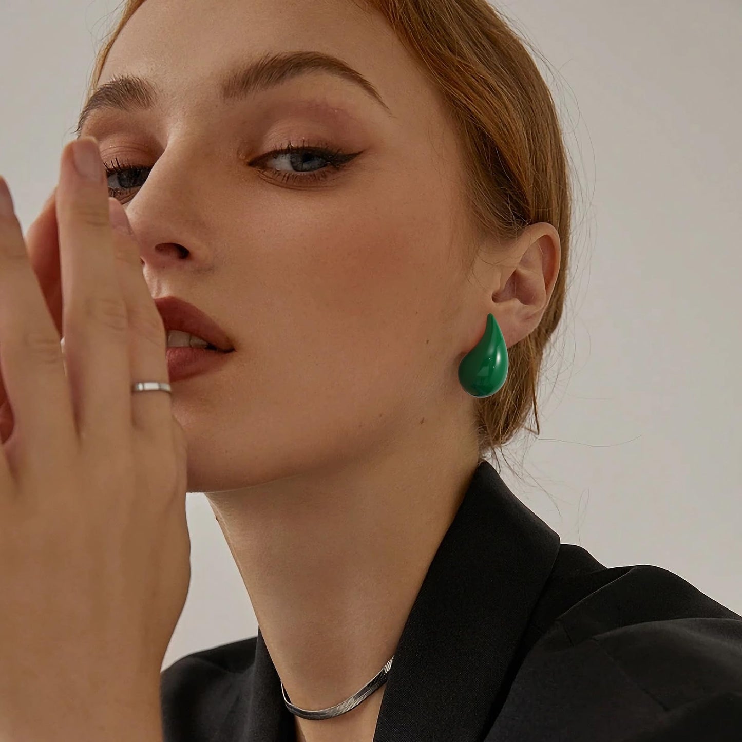 Gacimy Green Teardrop Earrings Dupes for Women, Chunky Drop Earrings for Women with 925 Sterling Silver Post, 1 Inches Green
