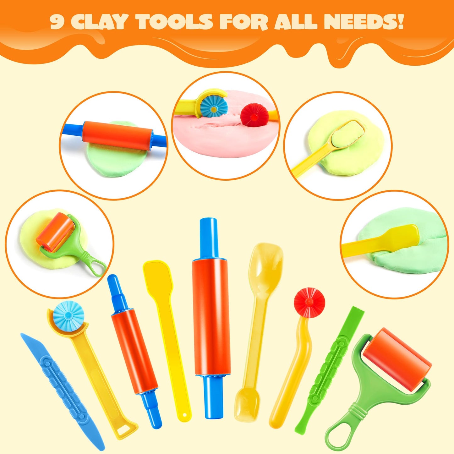 JOYIN 44 Clay Tools Set for Kids, Clay Accessories with Various Plastic Molds, Rolling Pins, Cutters, Gift for Boys Girls