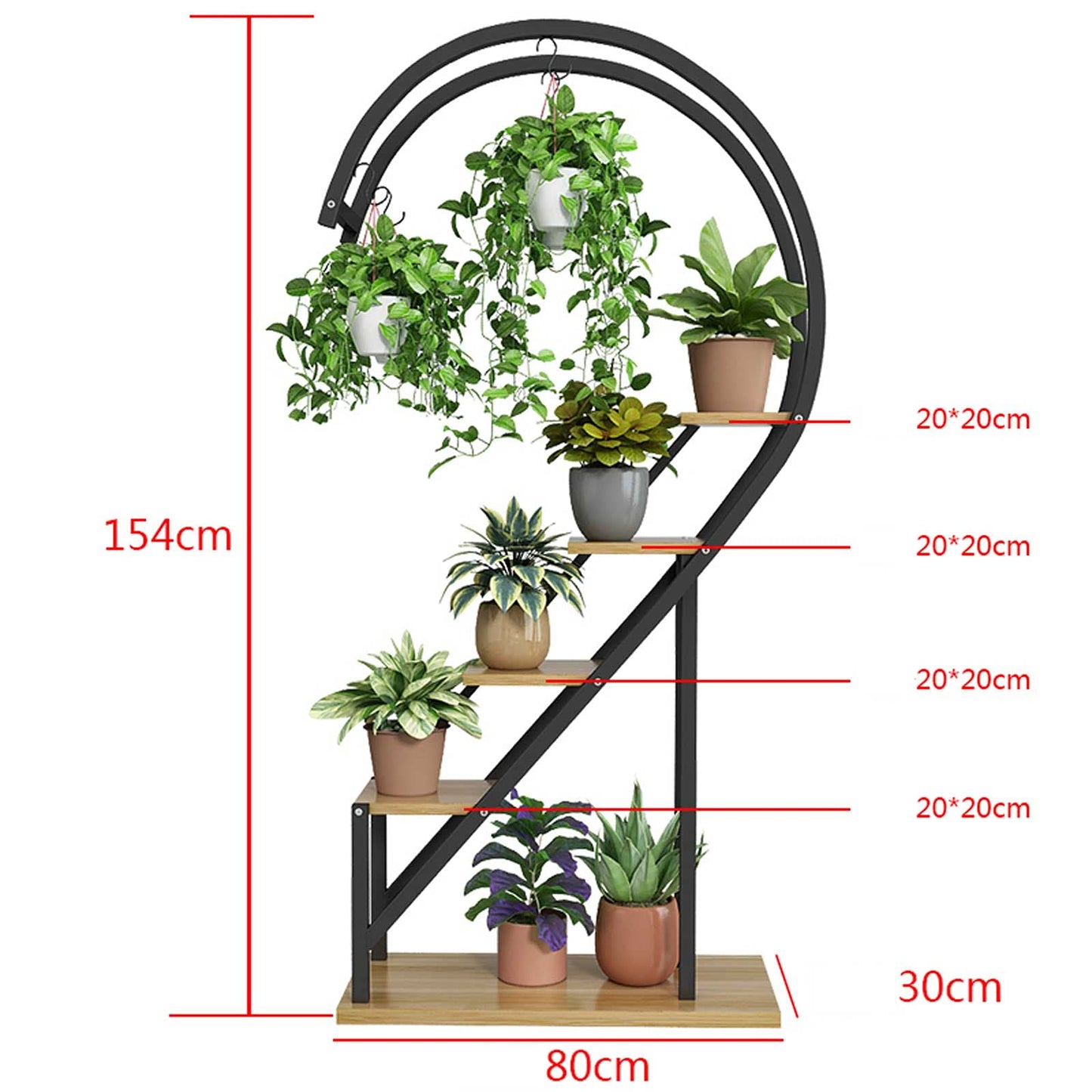 ZHOUYANB 4 Layer Plant Stand Heart-shaped Flower Pot Multifunctional With Hook For Patio Garden Balcony Living Room/a