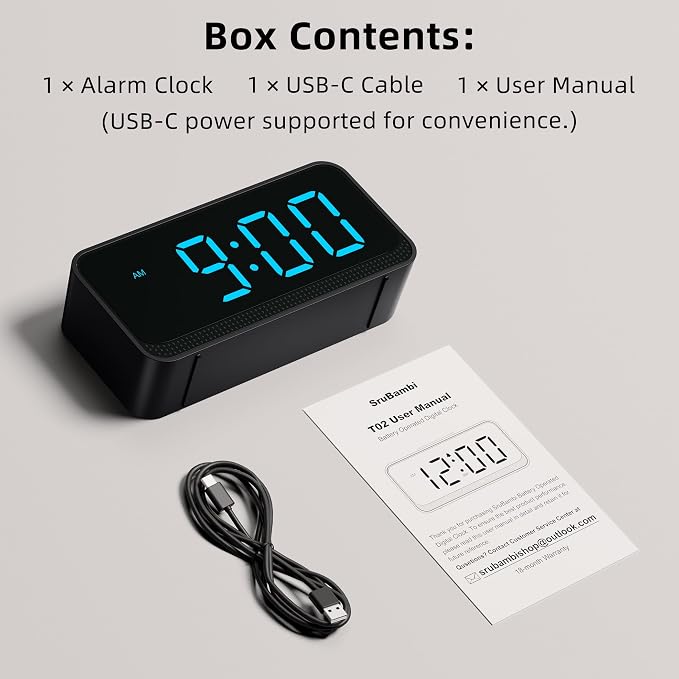 Battery Operated Small Alarm Clock: Compact Cordless Design
