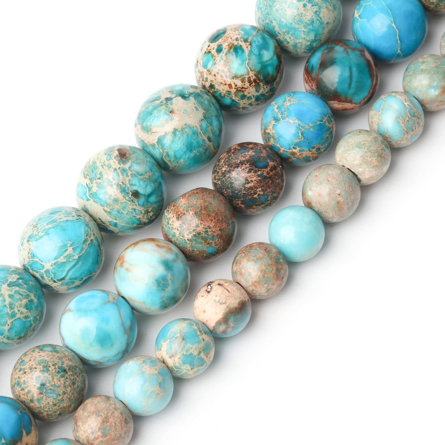 Song Xi Light Blue Sea Sediment Natural Stone Beads for Jewelry Making - 6mm Gemstone Beads