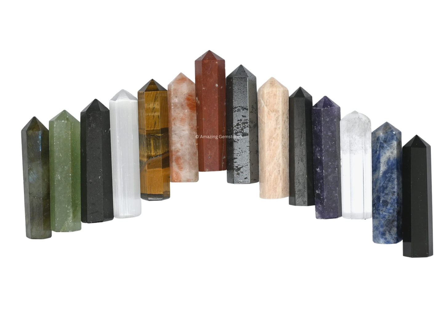 Amazing Gemstone Crystal Points Mix 14 Pcs Healing Crystals and Stones - Hexagonal Healing Point Bulk Crystals for Crafts - Premium Gemstones and Crystals