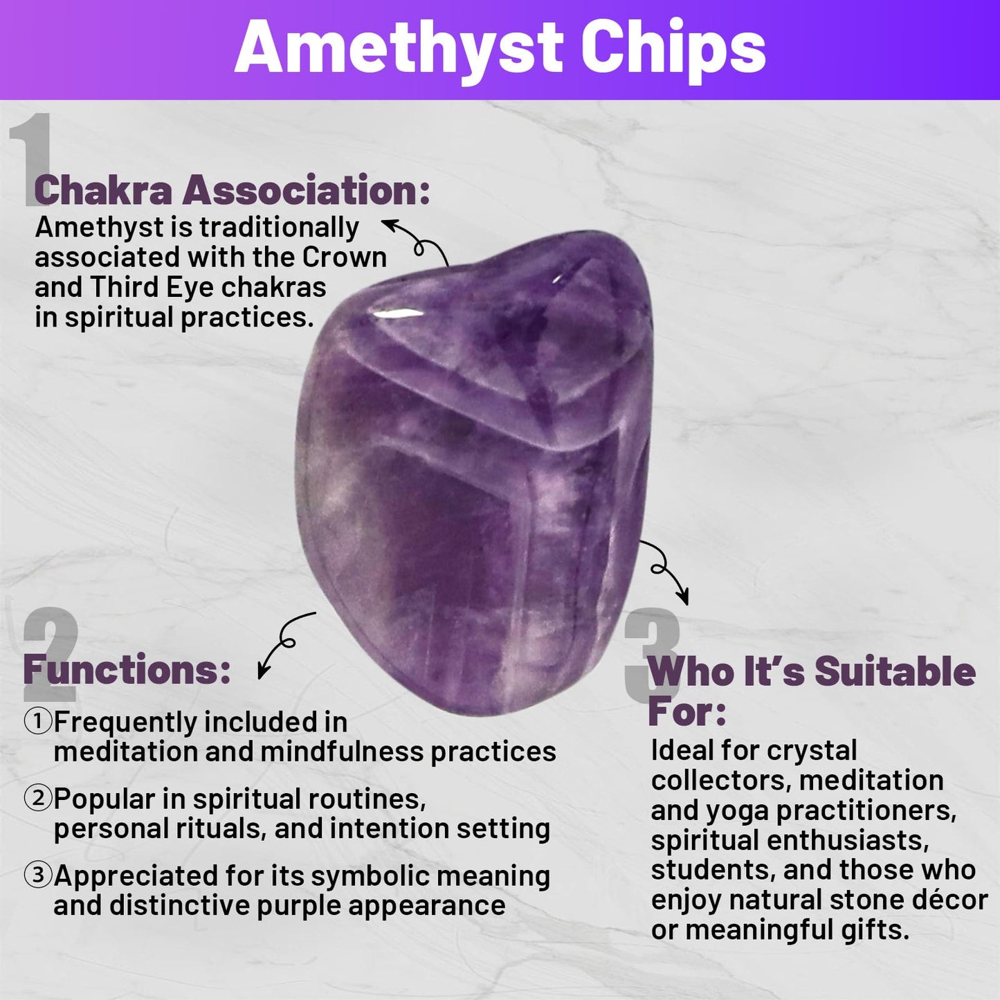 1.1lb Natural Crushed Amethyst Crystal Tumbled Chips-Healing Crystals Chips Bulk, Crushed Crystal Gemstones for Crafts, Beautiful Package for Gift (Amethyst)
