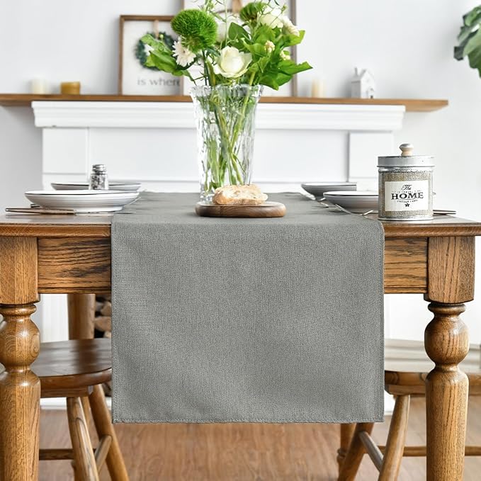 Artoid Mode Light Grey Table Runner, Seasonal Washable Kitchen Dining Table Decoration for Home Party Decor 13x90 Inch