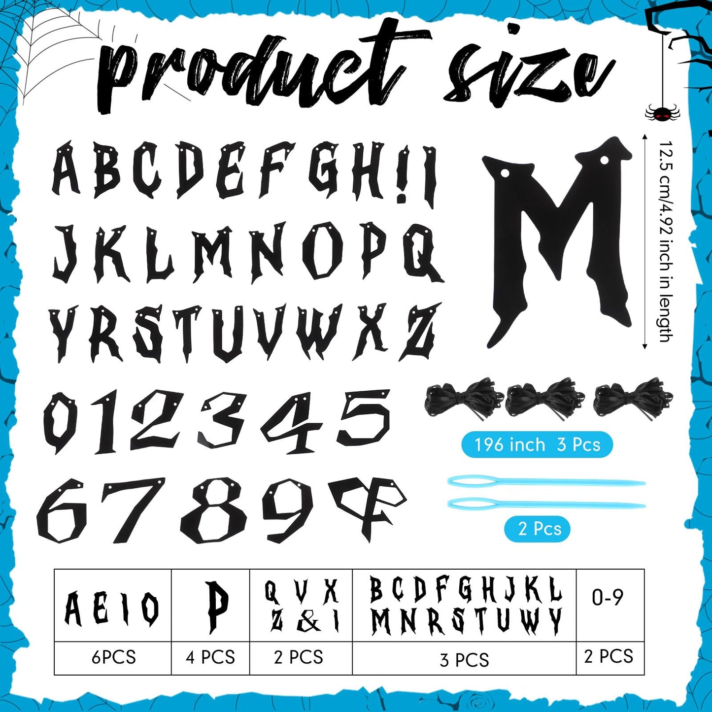 Kosiz 116 Pcs DIY Letter Custom Banner Customizable Banner Kit Including 111 Letters Numbers 3 Rope 2 Threading Device for Fall Thanksgiving Halloween Birthday Home School Classroom Decor(Black)